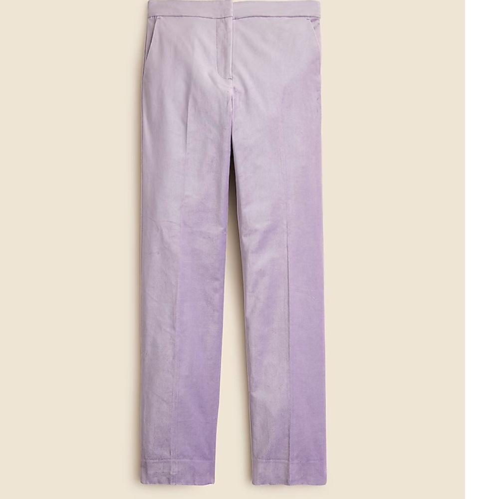 NWT JCrew Kate slim-fit velvet pant JCREW Petite Stella pant in velvet 00 Lilac